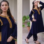 2 Pcs Women's Stitched Linen Embroidered Shirt and Trouser