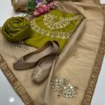 3 Pcs Women's Unstitched Mirror Work Suit