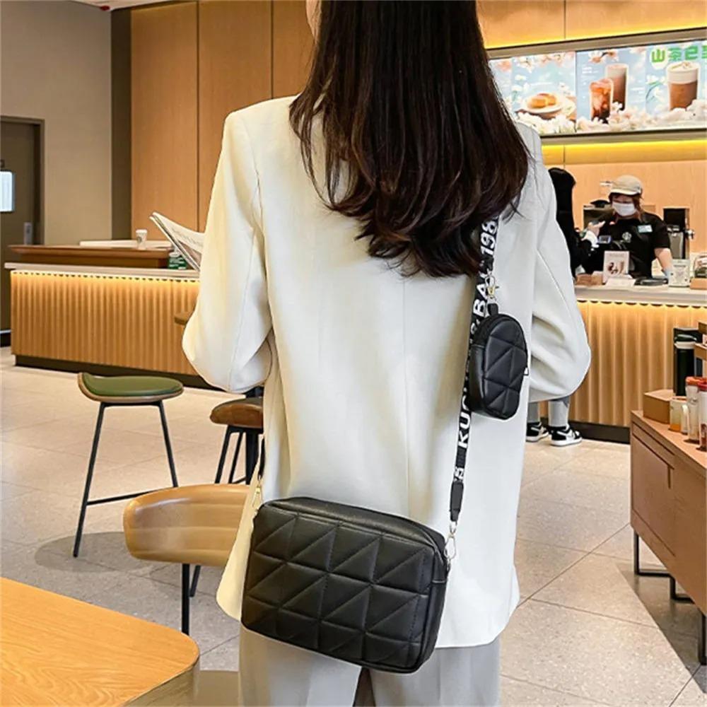 Stylish Girl's Crossbody Bag - 2 Pcs Black Embroidered PU Leather, C-AR-5