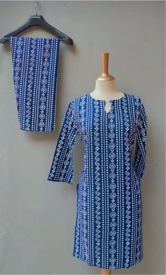 2 Pcs Women's Stitched Linen Printed Shirt