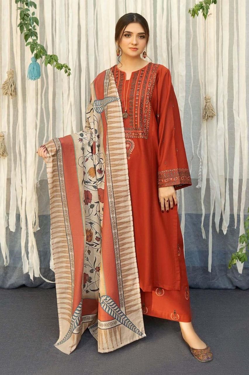 3 Pcs Women's Unstitched Embroidered Suit (3)